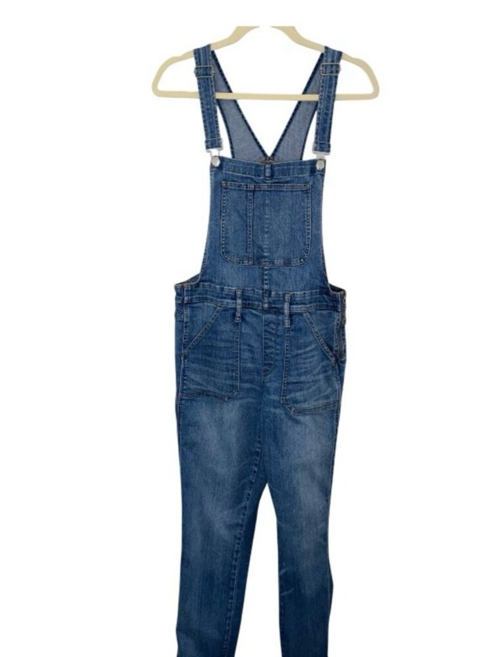 Madewell Denim Overalls With Adjustable Straps & Frayed Hem, L